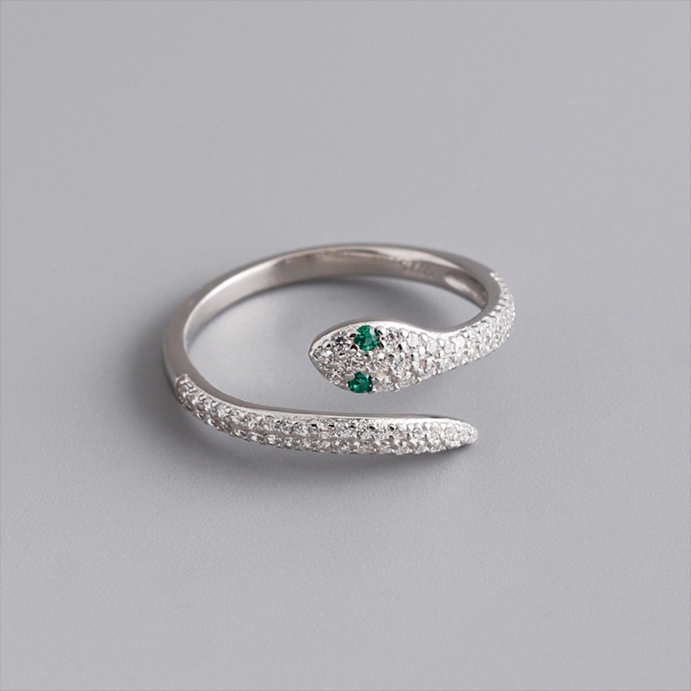 *NEW Silver Snake Ring Adjustable Cubic Zirconia Diamond